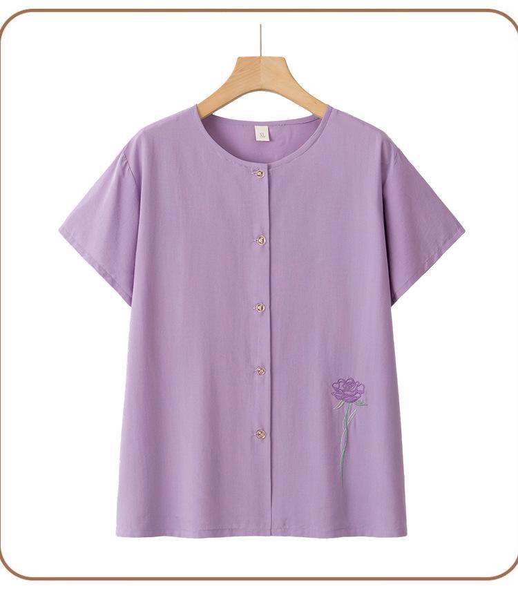Granny Short Sleeve Summer Suit - Casual Two-Piece Set for Middle-Aged & Elderly Women