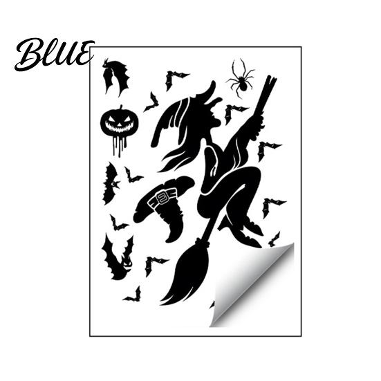 Removable Glass Clings Halloween Static Sticker with Witch/Ghost/Castle/Bat Horror Silhouette Patterns Durable PVC Spooky Shop Window Displays Wall