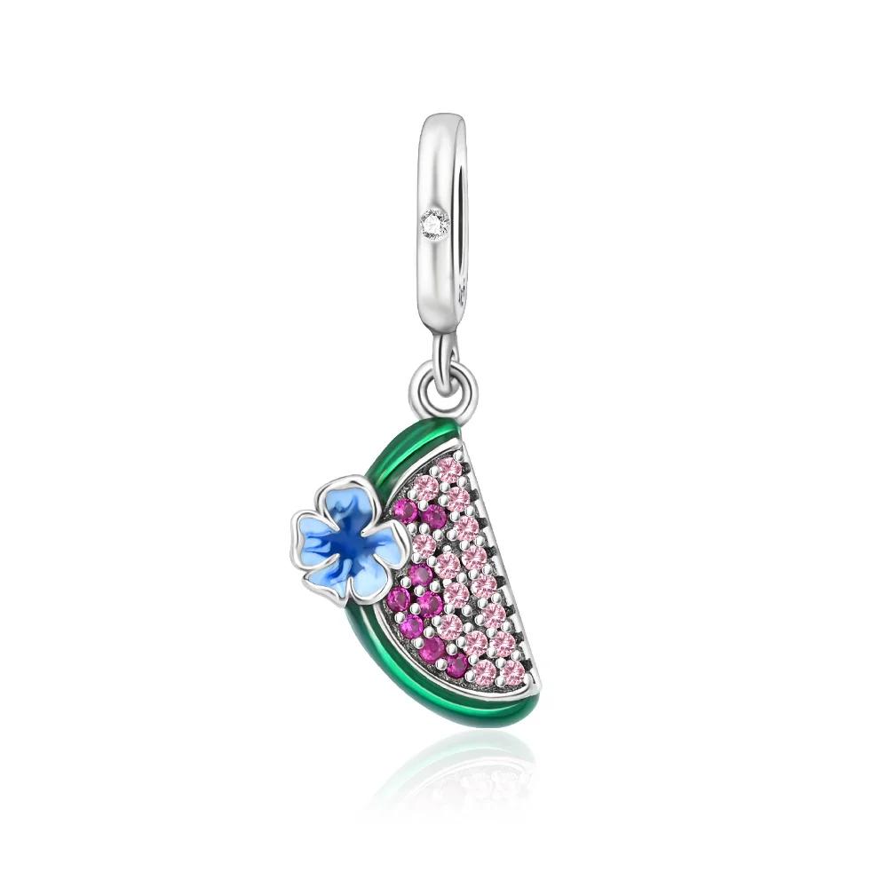 New 925 Silver Charms Watermelon Cherry Earrings Beads Fit Bracelets for Women Necklace DIY Fine Jewerly
