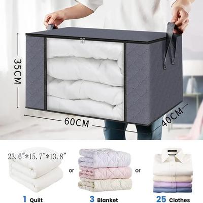 35L/60L/90L Faltbare Aufbewahrungsbox Transparente Fenster Vliesstoff Kleideraufbewahrungskörbe Mit Deckeln Staubdichter Aufbewahrungs-Organizer