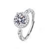 925 Sterling Silver Moissanite Love Ring, PT950 White Gold Plated, Colorfast Luxury Women's Band