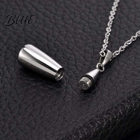 Fragrance Holder Necklace Pendant Twist-Open Design Stainless Steel Water Drop