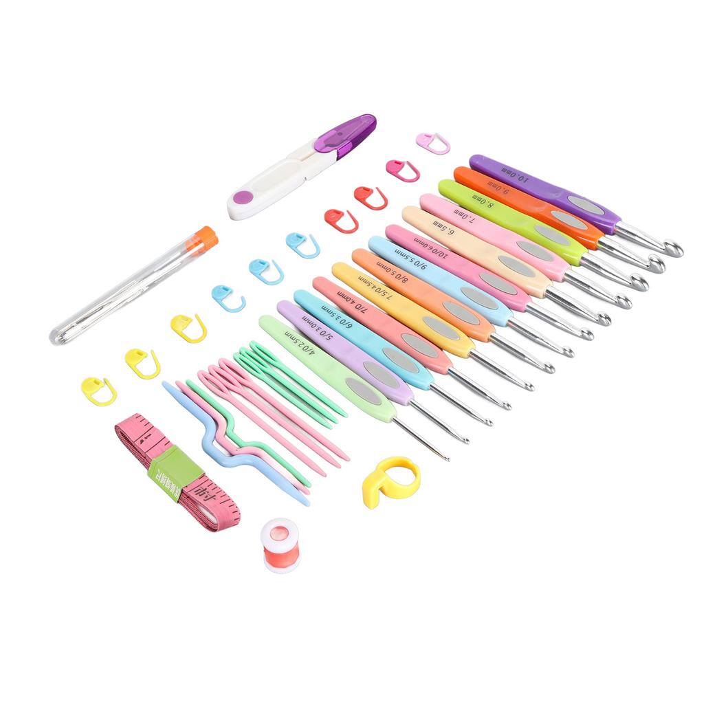 Crochet Hooks Set 2.5mm‑10.0mm Ergonomic 13PCS Multicolor Crochet Hooks with PU Bag for Home