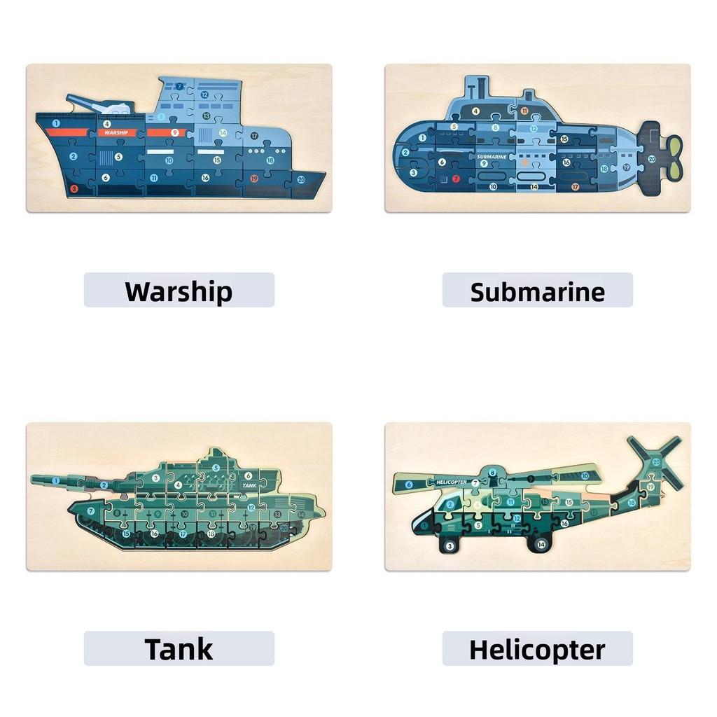Wooden 3d Military Vehicle Construction Puzzle Toy For Kids Educational Play