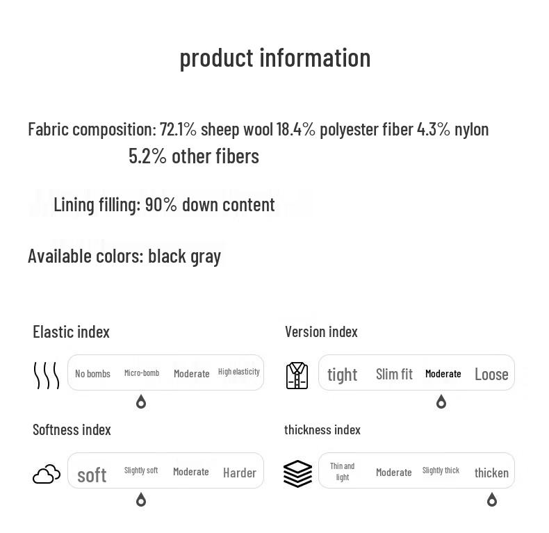 Shanshan Men's Wool Blend Overcoat with 90% Duck Down Liner