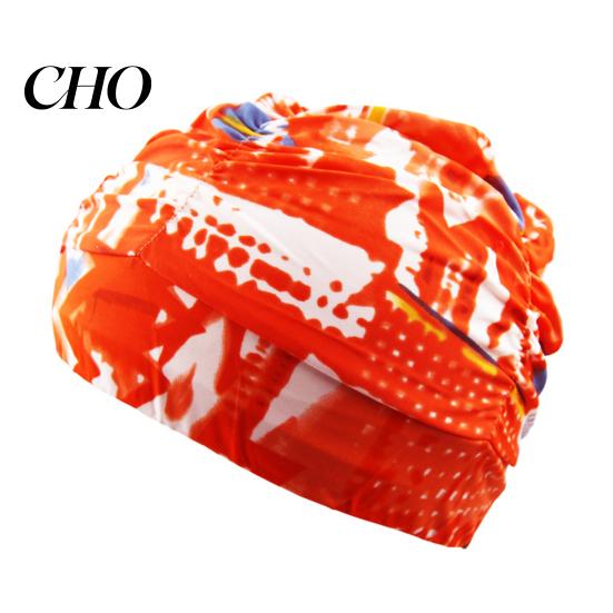 Soft Swim Cap Cloth Swimming Pool for Women, Breathable Colorful Ruffle Women Cap, Elastic Ear Protection Short Long Hair Bathing Hat Fashion Print
