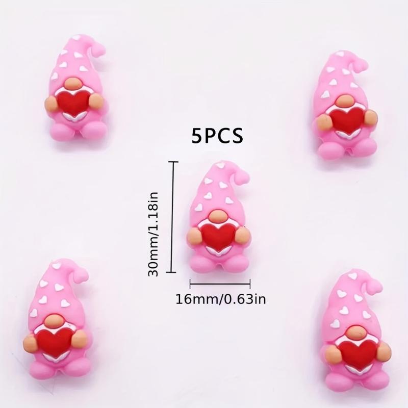 5Pieces Valentine Day Craft Beads 30mm Valentine Dwarf Silicone Beads for Bracelet Necklace Jewelry Making Art Craft