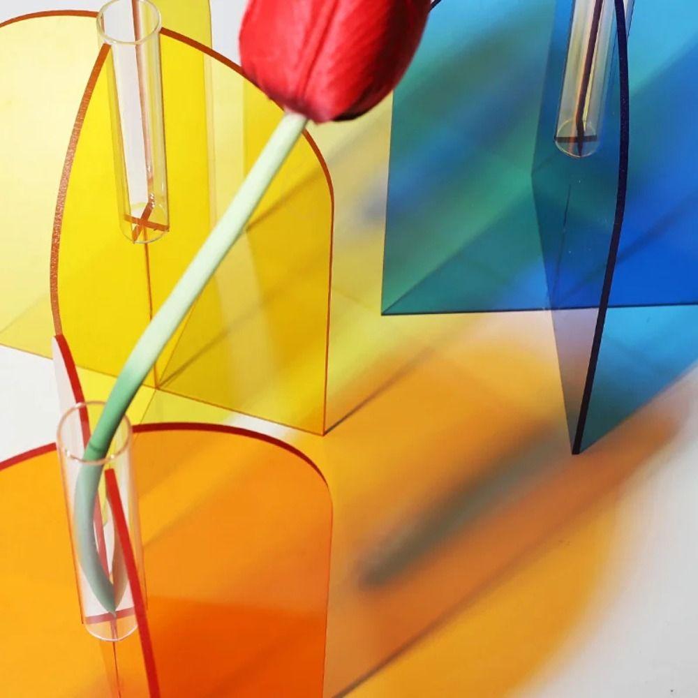 INS Blumenvase Kunst Trockenblumen Behälter Langlebig Geometrisch Acrylvase Haus Büro