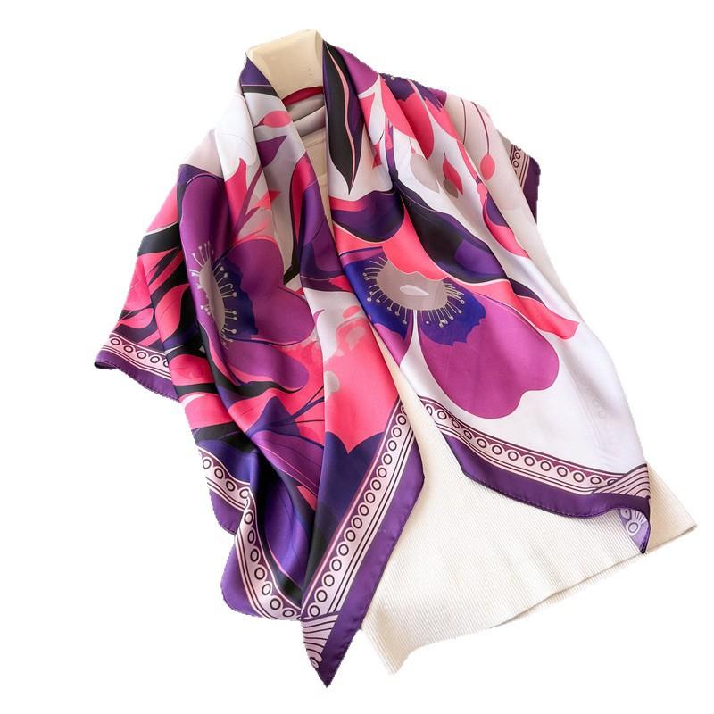 Mori Refreshing Simulation Silk High-end Large Square Scarf Silk Scarf Printed Shawl Decorative Scarf Sunscreen Headscarf Scarf Female