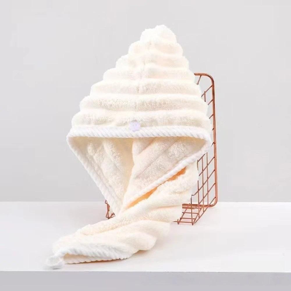 New Coral Fleece Dry Hair Cap Super Absorbent Thickened Quick Drying Cap Soft Quick Drying Dry Hair Towel for Girls Women бежевый