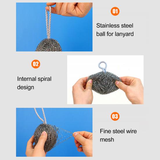 10Pcs Dishwashing Balls Stainless Steel Remove Grease Burnt Stains Heavy-duty Cleaning Ball Kitchen Scrubber