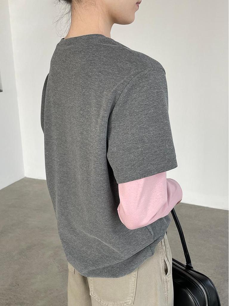 Taoguan Frühling Damen Schlankmachendes Rundhals-T-Shirt mit kleinem Pferdeaufdruck Two-in-One