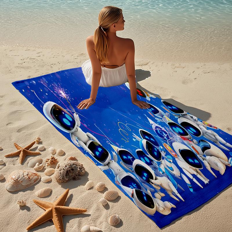 proof beach towel with a Astro Bot4 pattern - soft,absorbent,quick-drying,machine washable - perfect for swimming,camping,bathing