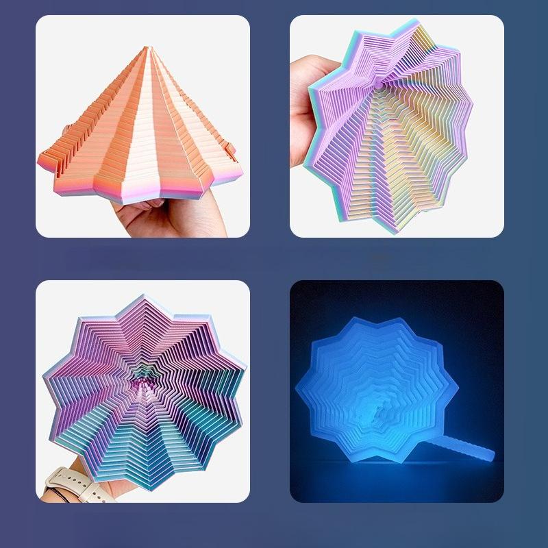 3D Printed Sensory Fidget Hexagon Fractal Star Finger Rotating Spiral Anti Stress Relief Toy Desktop Decompression Radish Tower