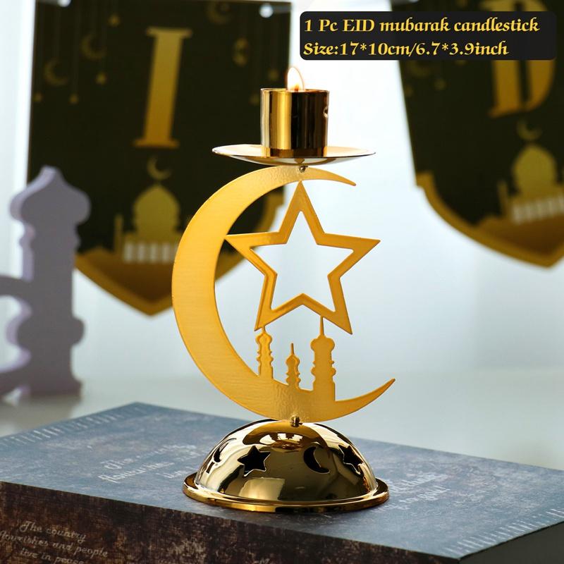 Candlestick EID Mubarak Ramadan Decoration For Home Eid Mubarak Islamic Muslim Party Supplies Ramadan Kareem Eid Al Adha Decor
