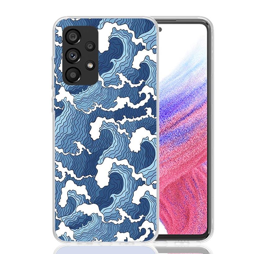 Japanese Style Wave Art Case Phone Cover for Samsung Galaxy A17 A16 A15 A14 A13 A56 A55 A54 A53 A36 A35 A34 A33 A26 A25 A24 A23