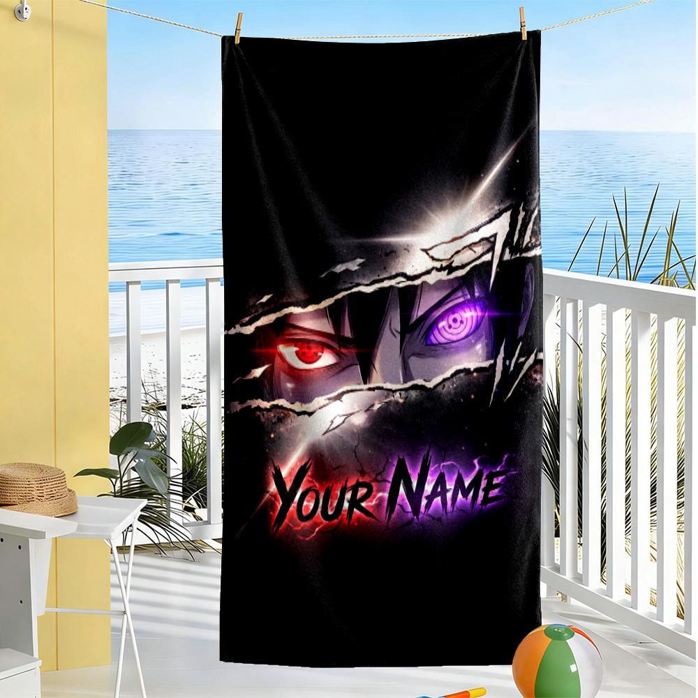 Naruto Character Personalized Name Beach Towel High Absorbency & Quick-Dry Ideal for Travel Outdoor Swim Pool Yoga Surf Camping Hiking Gym Gift Holida