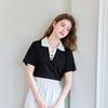 Betu Women's Color-block Polo Collar Short Sleeve T-shirt