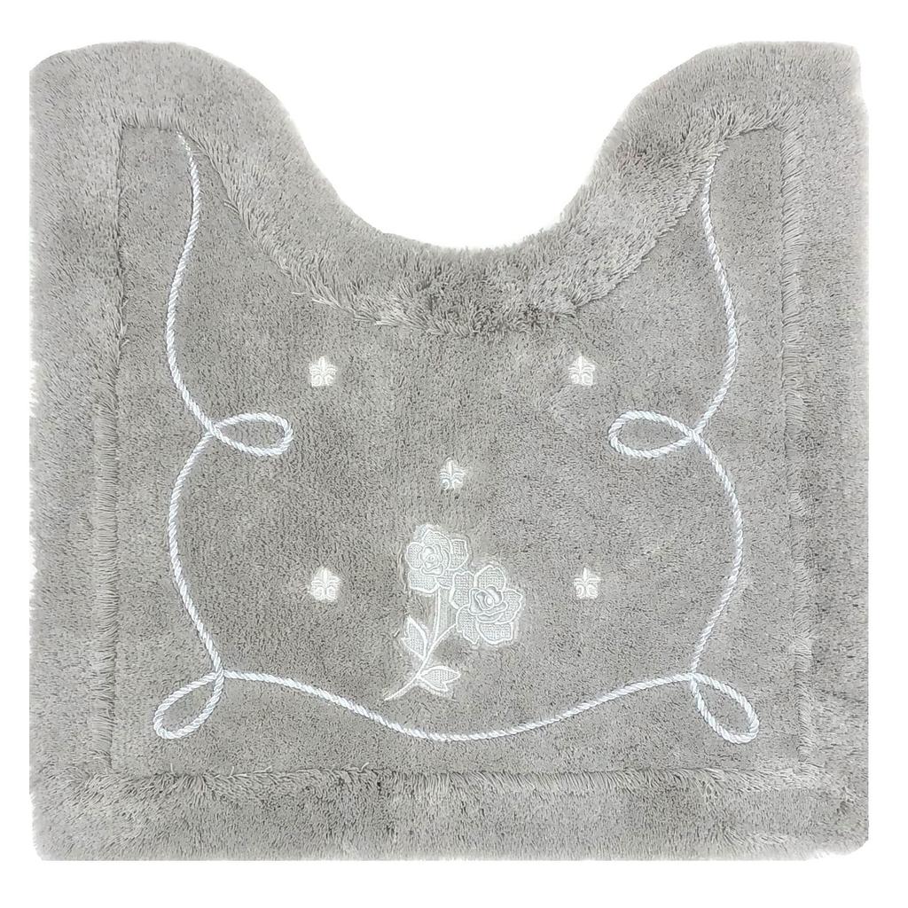 Senko Lacy Rose Toilet Approximately 58 x 60 Cord Elegant 39543 Mat, cm, Gray, Rhinestones, Embroidery, Design,