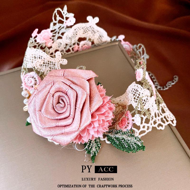 

Vintage Flower Pearl Rhinestone Fairy Choker Necklace - High-End Jewelry