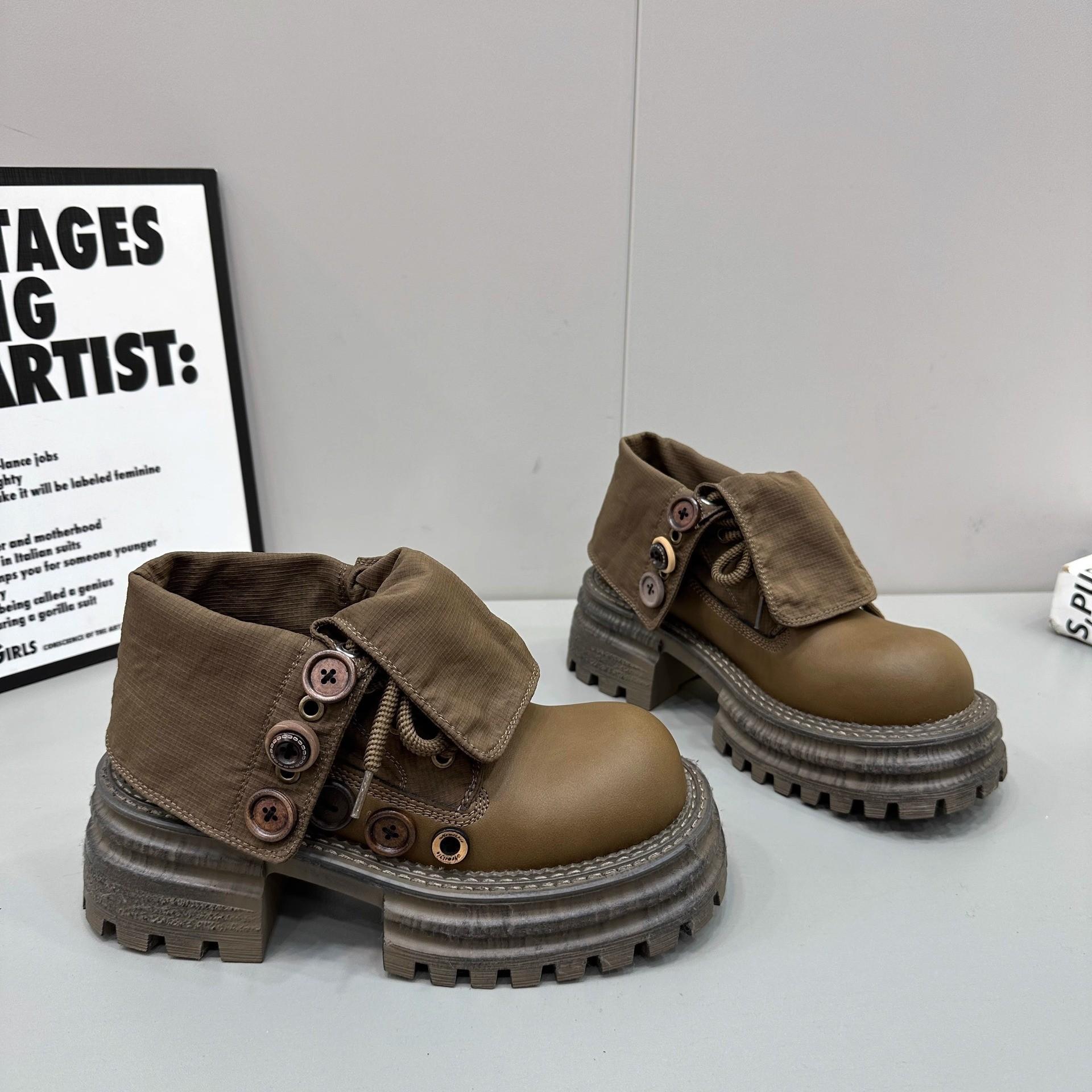 

2024 осень новый британский стиль ботинки Martin женские европейские станции платформа личность универсальные повседневные короткие ботинки Chelsea 35 темно-коричневого