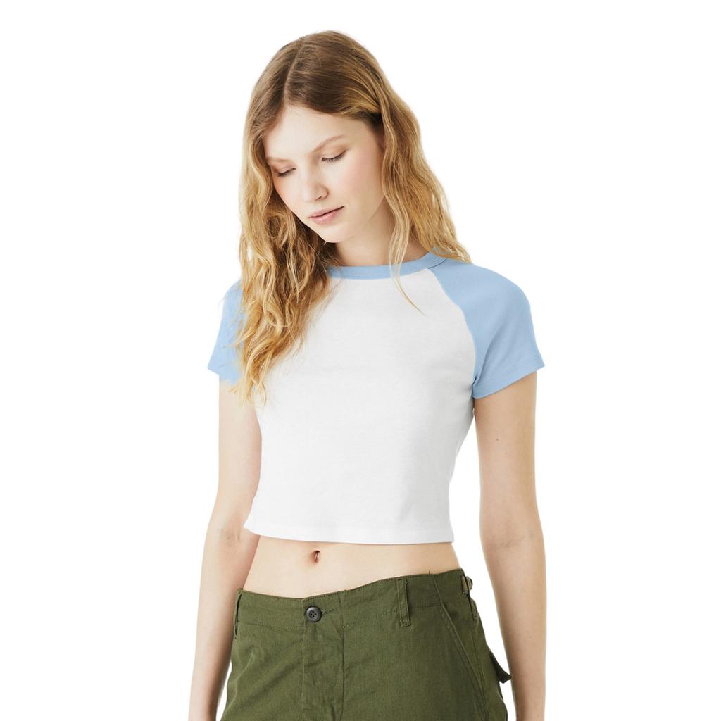Bella + Canvas Womens/Ladies Micro-Rib Raglan Crop Top