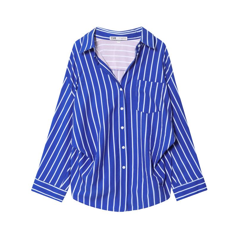 2025 Winter New European & American Style Women's Striped Batwing Sleeve Shirt