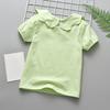 Dames T-shirt met Kraag en Korte Mouwen met Kantafwerking Casual Top