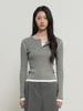GENERALIDEA Henley Neck Layered Knit Pullover [Grey] / Gf1Lkp507