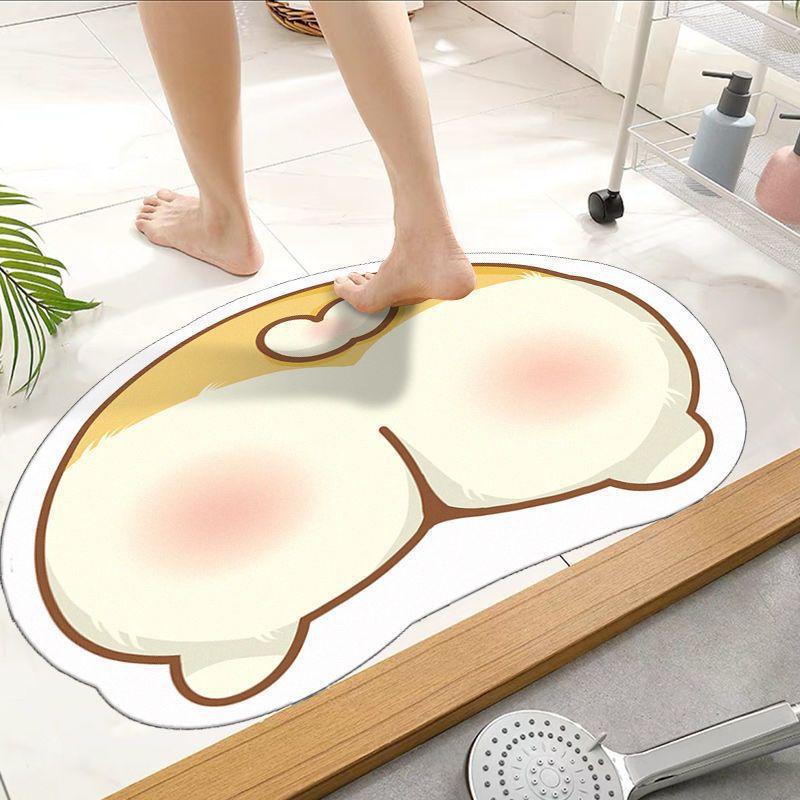 Tapete de Chão de Lama Diatomácea Desenho Animado Tapete de Chão de Banheiro Absorção de Água Secagem Rápida Tapete Antiderrapante Resistente à Sujeira e Fácil de Cuidar Tapete para os Pés