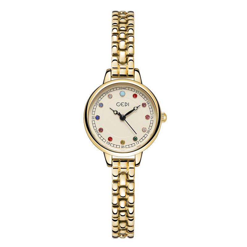 Colorful Birthstone Medieval Watch Niche High-Value Alloy Bracelet Watch Women'S Exquisite Waterproof Steel Belt Watch