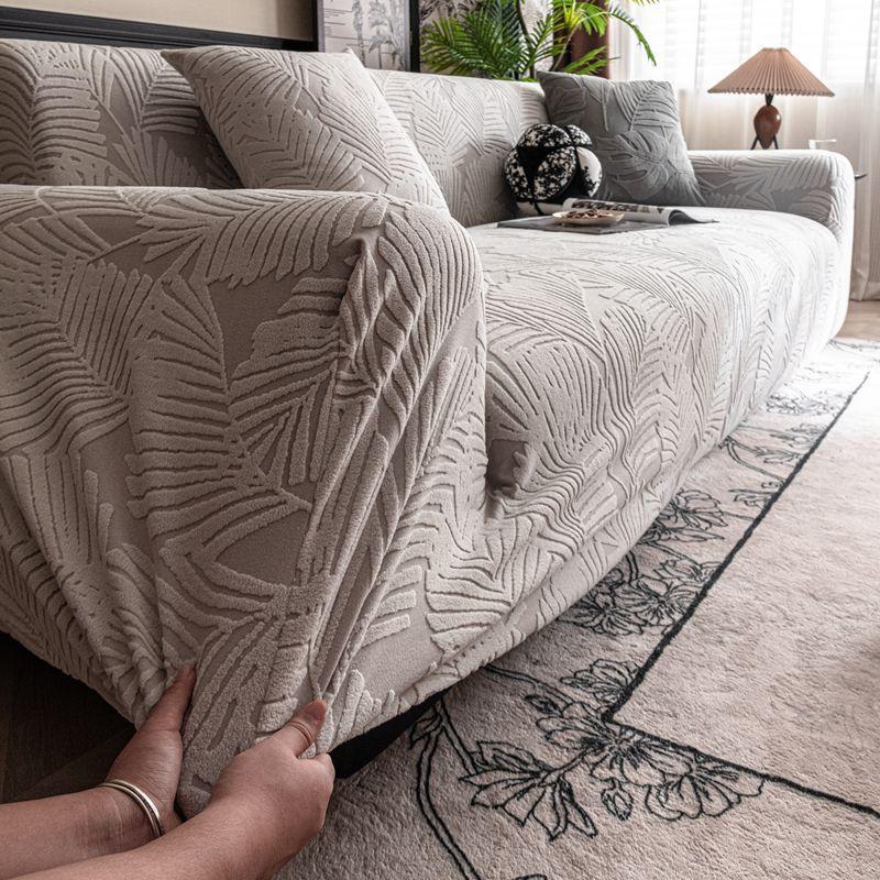 Simple Style Solid Color Sofa Cover New All Inclusive Universal Universal Straight Line One Piece Elastic Sofa Cover