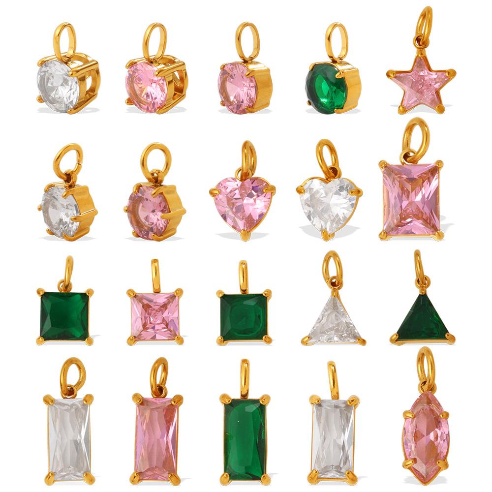 Yori 2Pcs Stainless Steel Gold PVD Plated Cubic Zirconia Pendant for DIY Necklace Bracelet Earring Jewelry Making Accessories