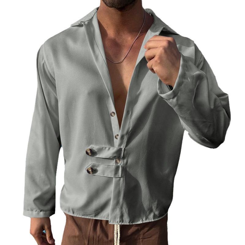 Men's Spring and Autumn Men's Long-sleeved Shirt Casual Lapel Button Down Cardigan Shirt