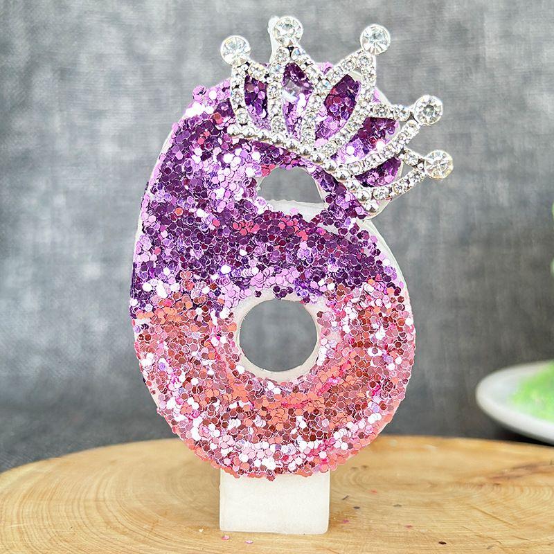 Color Changing Princess Crown Digital Birthday Candle,Celebrating Birthday Cake Plugin Candle Decoration Cake Decorating Supplie