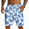 Herren Freizeitshorts mit Kordelzug Leichte Schnelltrocknende Fünf-Punkt-Länge Hawaiianischer Print Sommer Strandmode Badeshorts