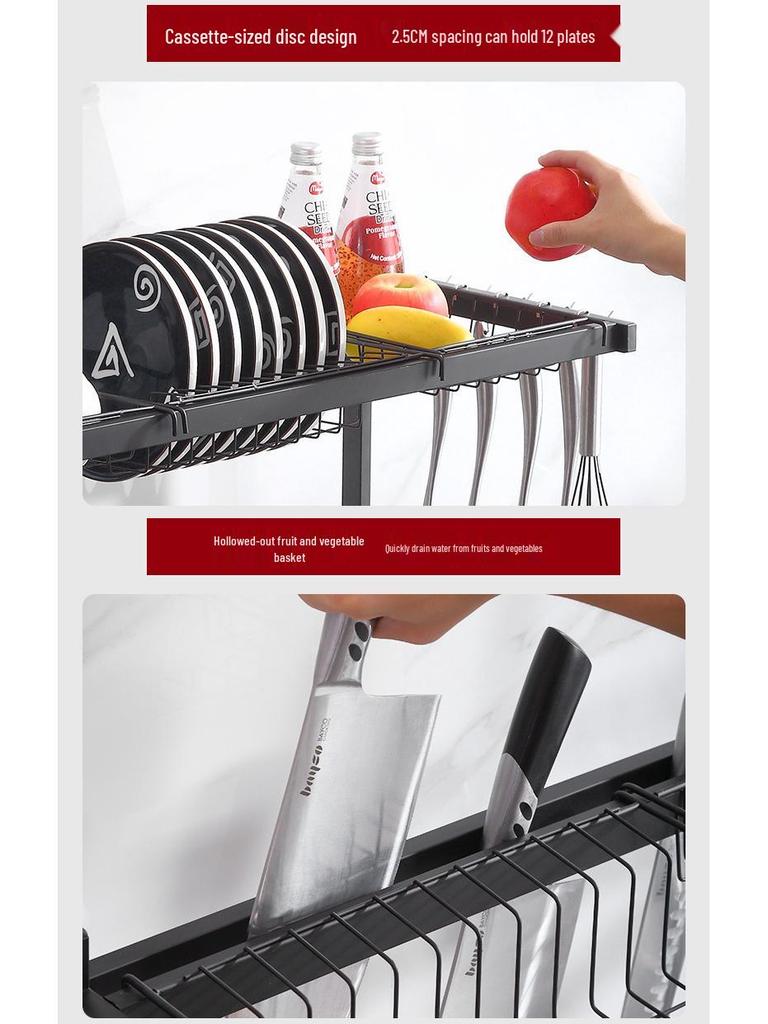 Multifunctional Kitchen Sink Organizer: Drying Rack for Dishes, Utensils, and Knife Holder