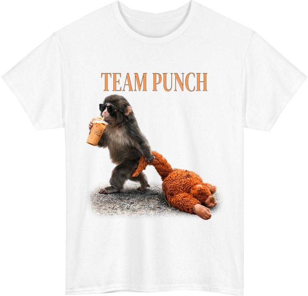 Team Punch Funny Monkey Unisex T Shirt Animal Cartoon Playful Meme Outfit Gift