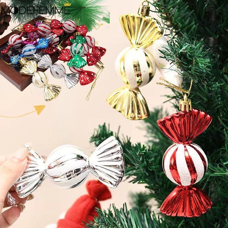 6Pcs Christmas Candy Pendant Plastic Xmas Tree Hanging Ornament Marry Christmas Decoration Home Navidad Noel New Year Kids Gift