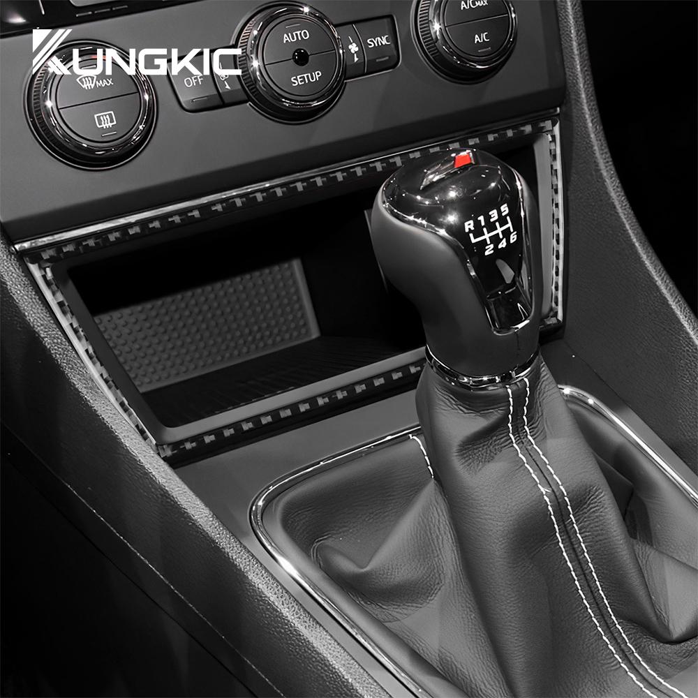 For Seat Leon 2013 2014 2015 LHD RHD Real Soft Carbon Fiber Car Central Storage USB Port Frame Sticker Interior Accessories