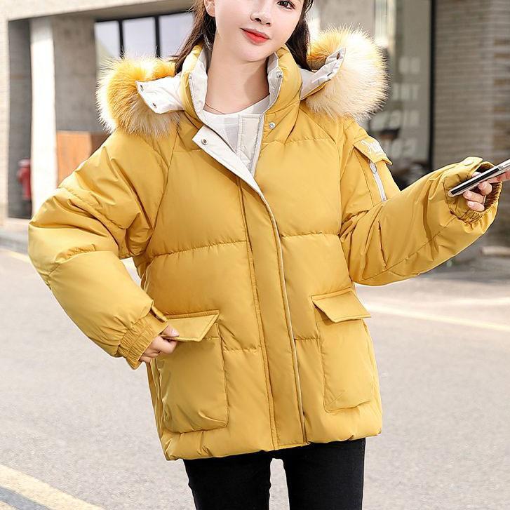 Winter Chic Down Cotton Jackets Women's Korean Style Loose Warm Coats Large Size Solid Color Hooded Short Coats