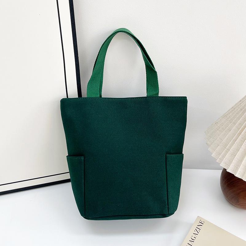 Handbag Bucket Canvas Bag New Fashion Bento Small Square Bag Blank Solid Color Cloth Bag