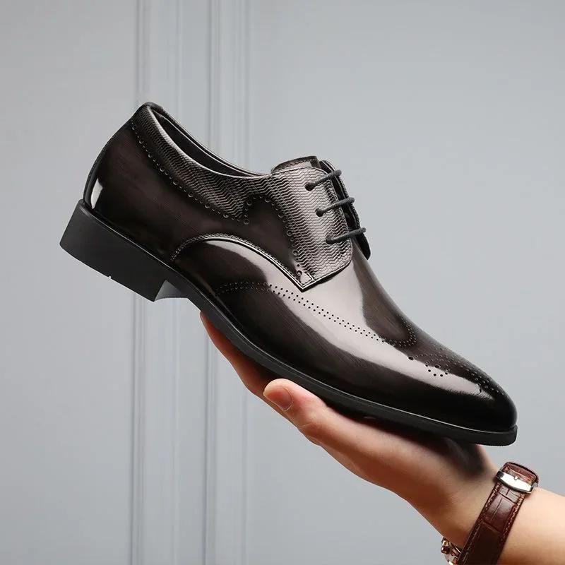 Fashion Man Split Leather Shoes Rubber Sole Man Business Office Male Dress Lether Shoes Genuine Leather Wedding Party Shoes Plus 48