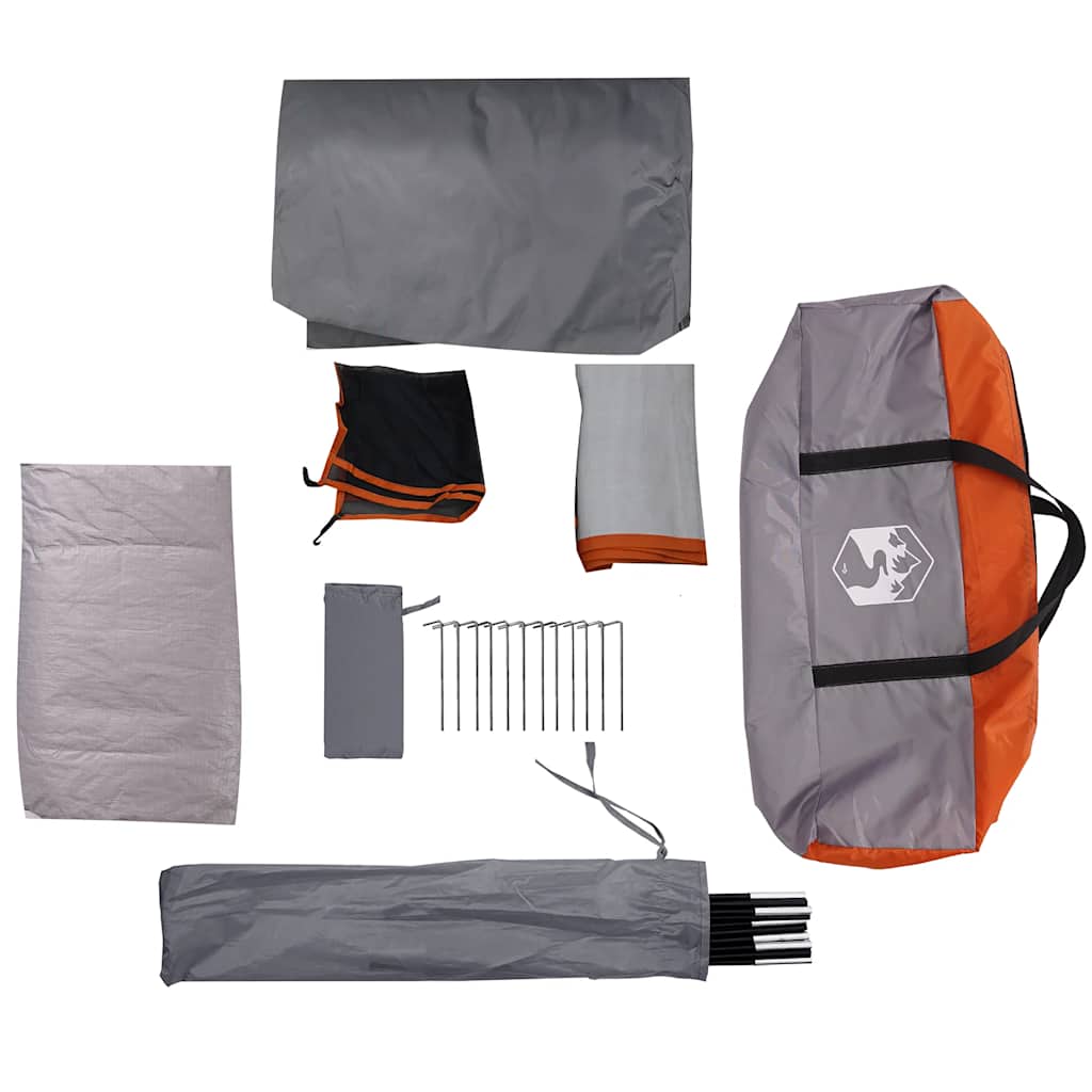 Dome Camping Tent for 4 Persons Gray and Orange Waterproof