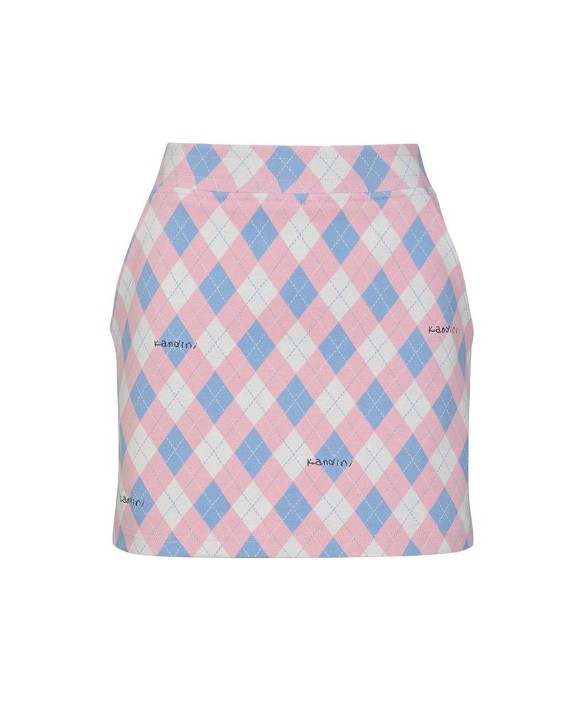 Candini Pink (Sky Blue) Argyle Mini Skirt