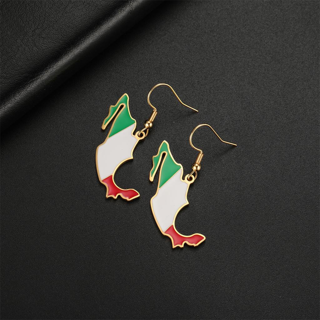 Drip Oil Mexico Map Earrings For Women Stainless Steel Gold Silver Color Charm Fashion Mexican Flag Earring Jewelry Gift