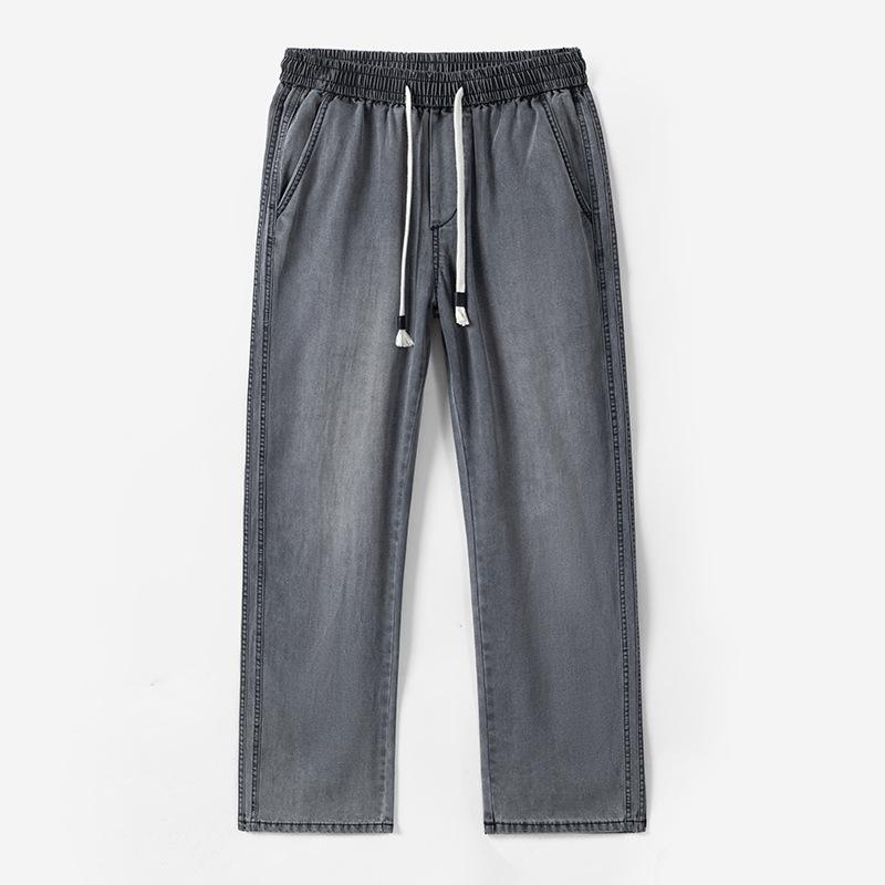 Summer Thin Three-bar Jeans Men's Tensile Loose Straight Pants