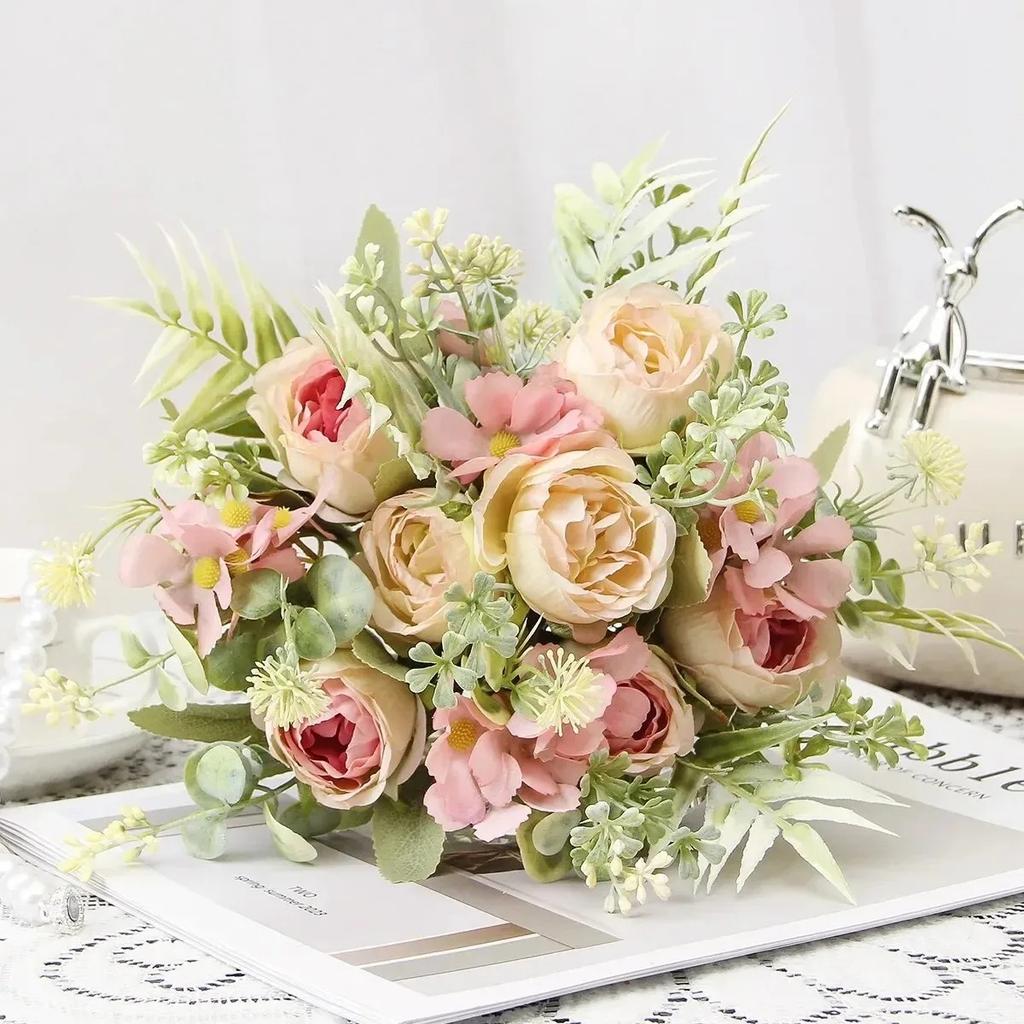 30cm Pink Imitation Rose Peony Flower Decorations Birthday Party Supplies Garden Decorations Spring and Summer Home Decorations