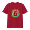 Womens 6Th Birthday T Shirt For Girls Boys 6 Paint Splashes Black 2XL Vintage Washed Graphic Comfortable Unisex Stretched