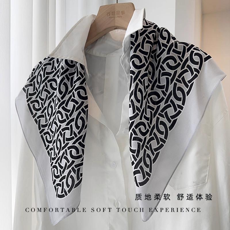 100% mulberry silk 65 silk double crepe old money style square scarf women s spring, summer and autumn thin light luxury versatile scarf silk scarf Standard